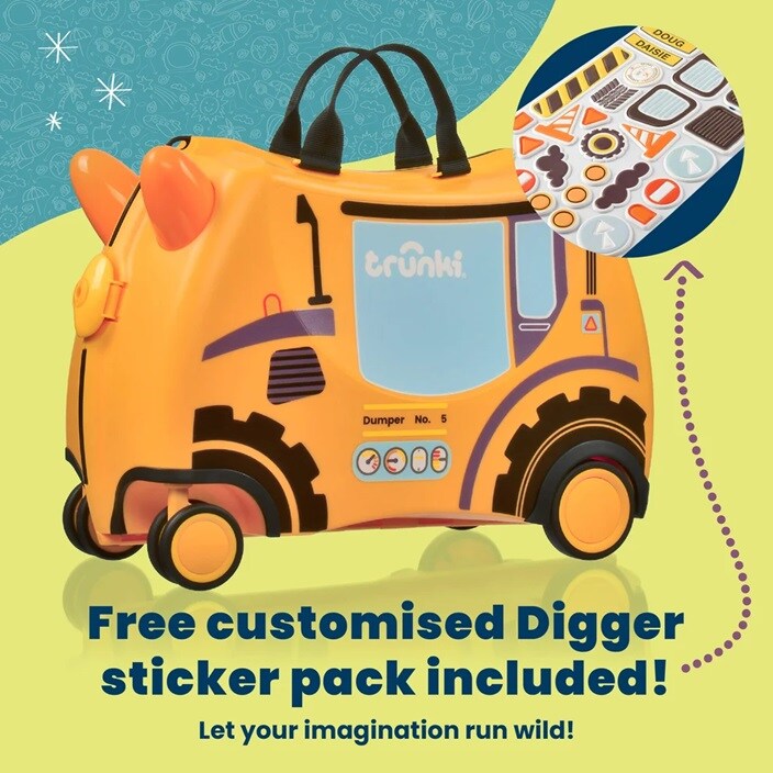 Ride-on kuffert til børn - Trunki Glide Doug Digger