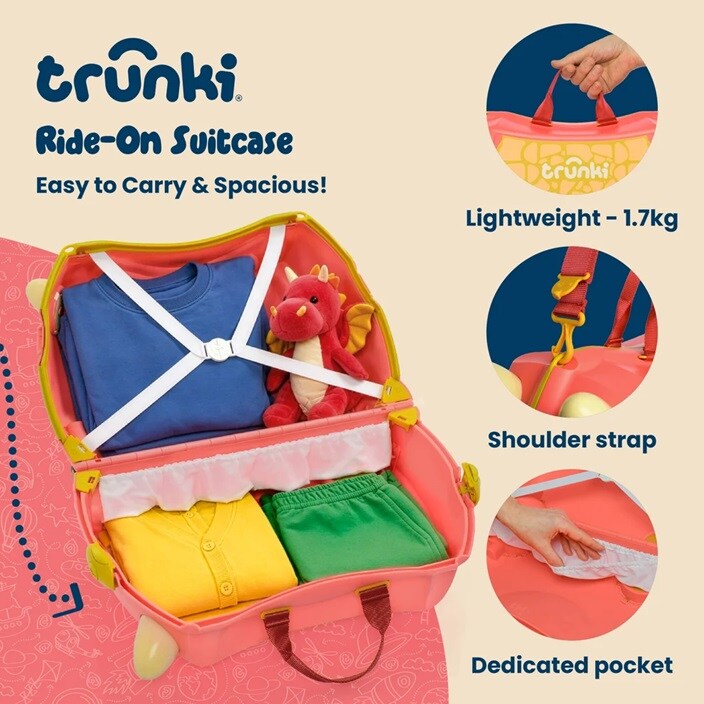 Ride-on kuffert til børn - Trunki Glide Dylan Dragon