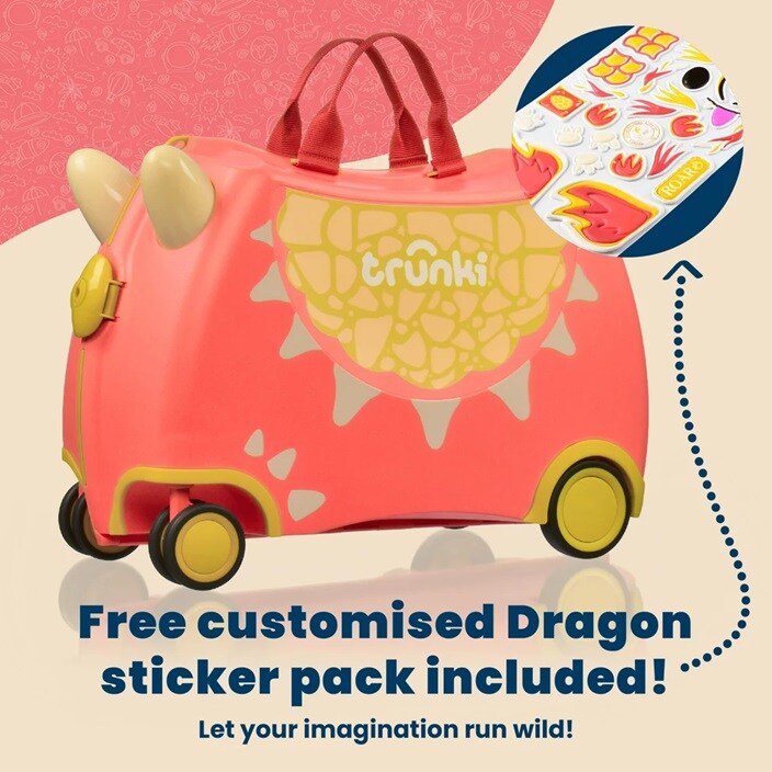 Ride-on kuffert til børn - Trunki Glide Dylan Dragon
