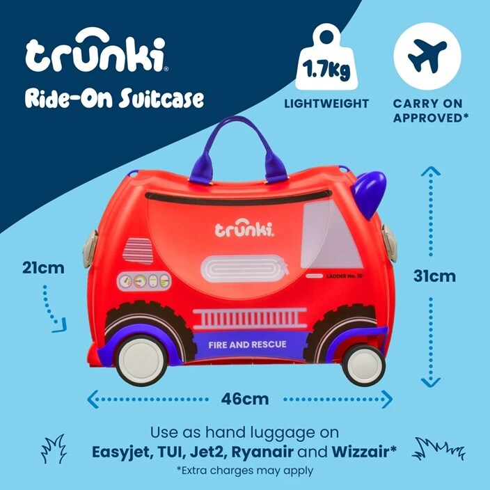Ride-on kuffert til børn - Trunki Glide Frank Firetruck