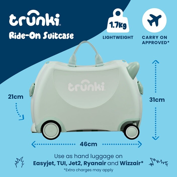 Ride-on kuffert til børn - Trunki Glide Sage