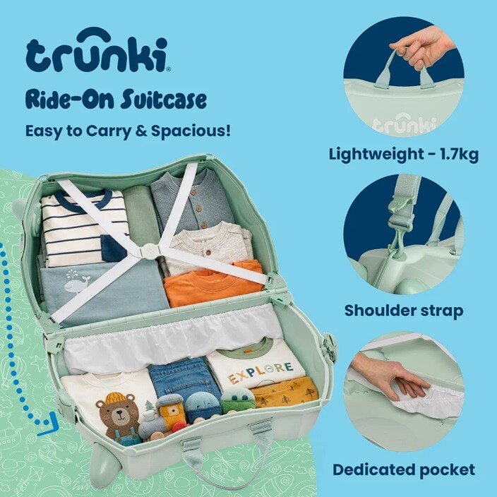 Ride-on kuffert til børn - Trunki Glide Sage