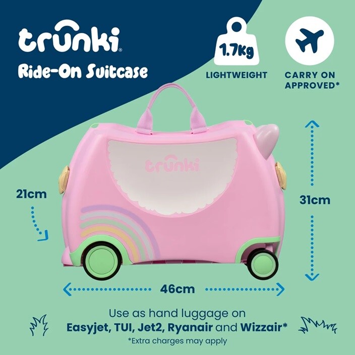 Ride-on kuffert til børn - Trunki Glide Una Unicorn