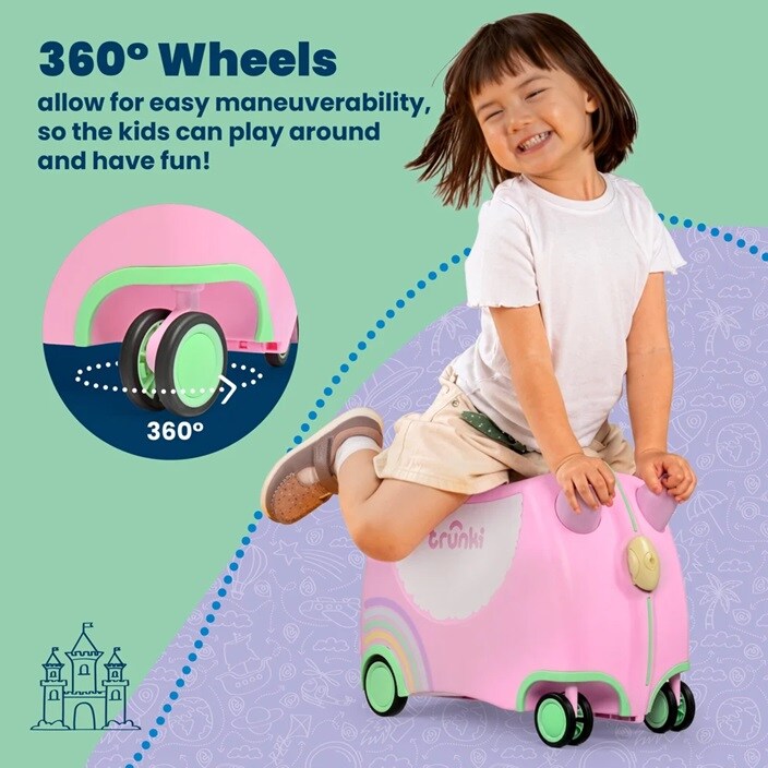 Ride-on kuffert til børn - Trunki Glide Una Unicorn