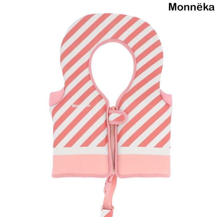 Svømmevest - Monnëka Learning Float Vest Pink Stripes