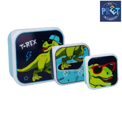 Sæt med madkasser og snackbokse til børn Pret Dino