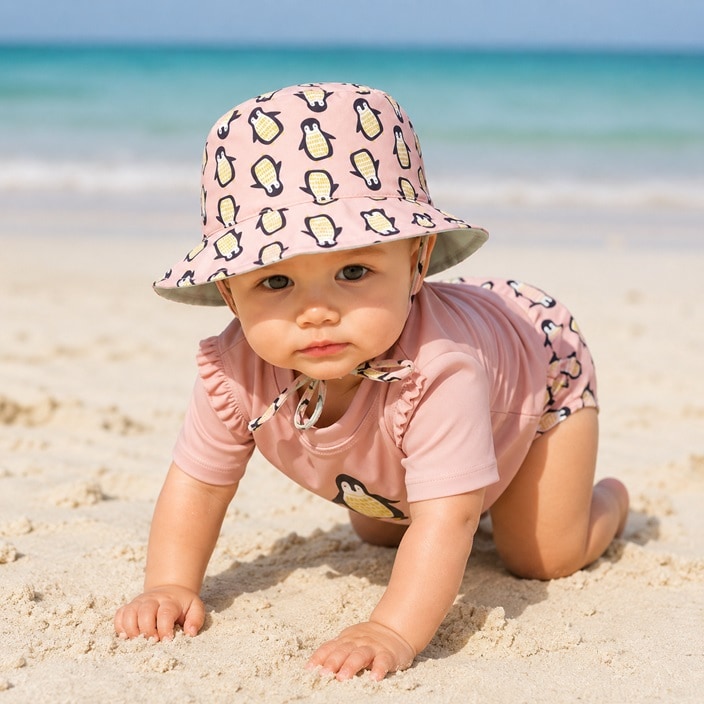 Solhat - Lässig Pink Penguin Bucket Hat