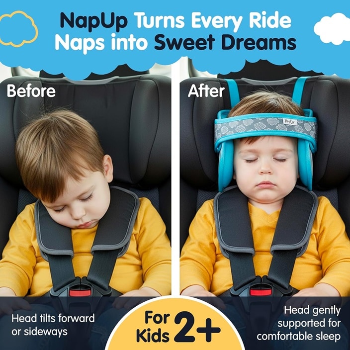Hovedstøtte og sovestøtte til børn i autostole Napup Blue