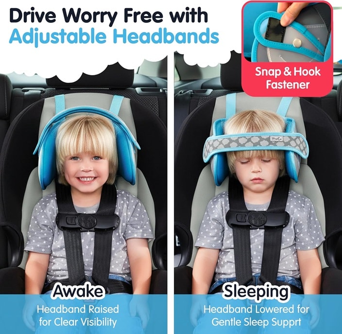 Hovedstøtte og sovestøtte til børn i autostole Napup Blue