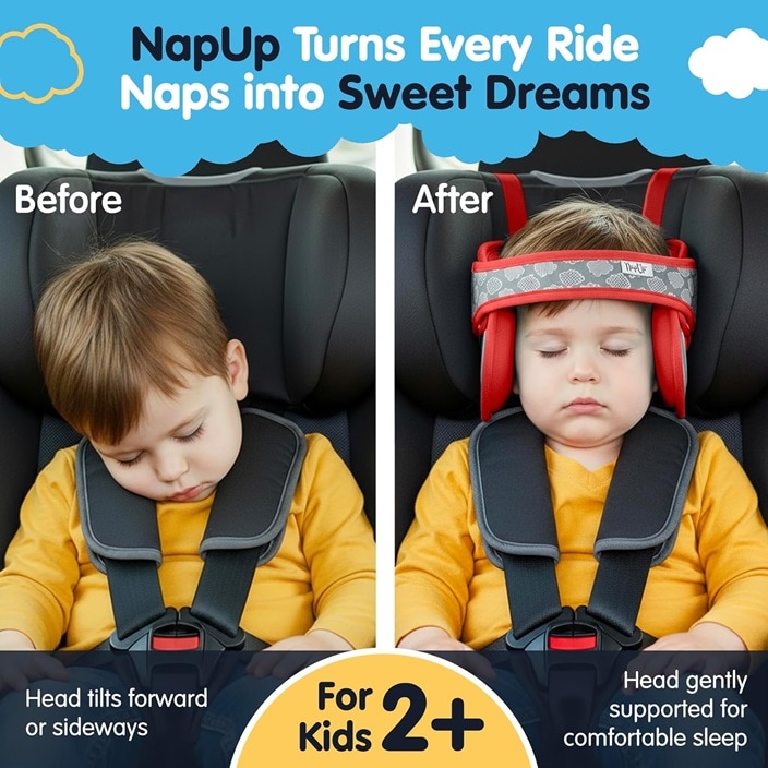 Hovedstøtte og sovestøtte til børn i autostole Napup Red