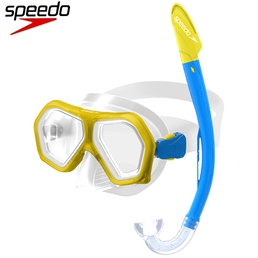 Svømmemaske med snorkel til børn Speedo gul og blå