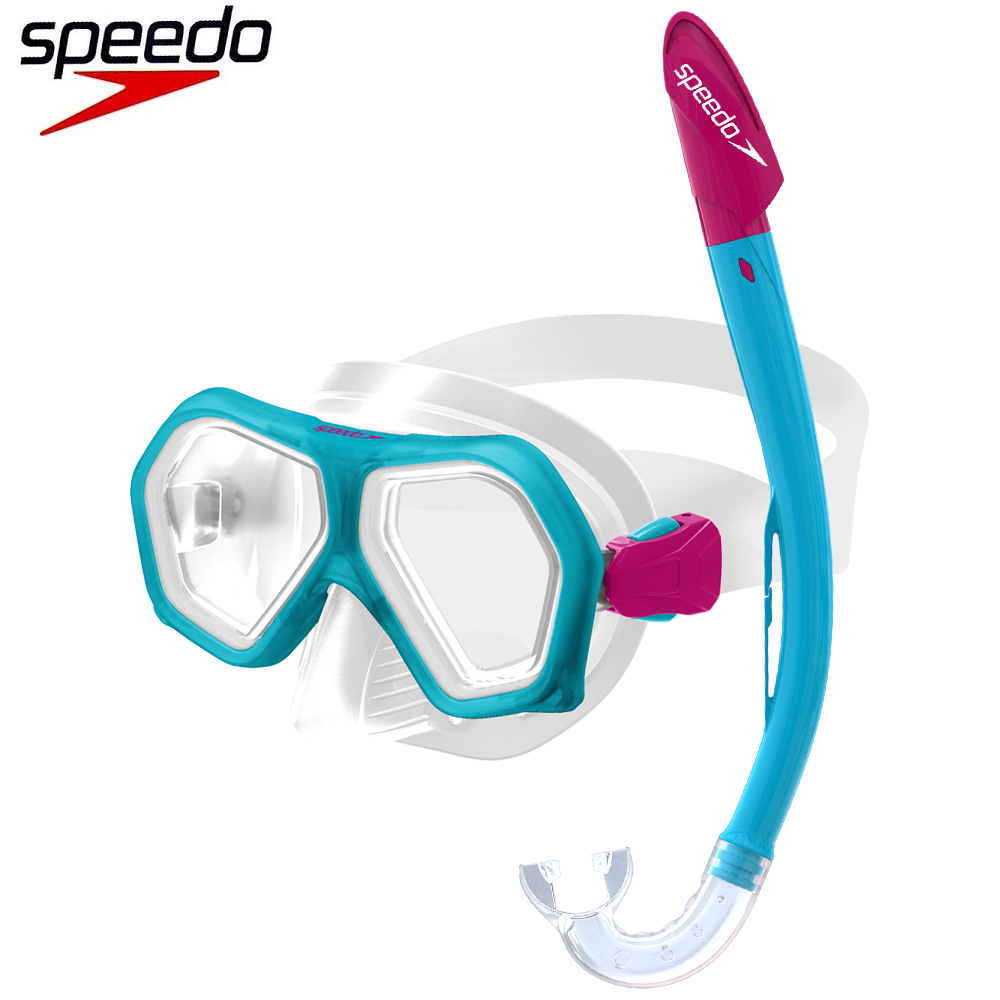 Svømmemaske med snorkel til børn Speedo cerise og blå