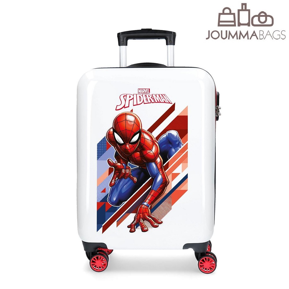 Børnekuffert i ABS Spiderman hvid og rød