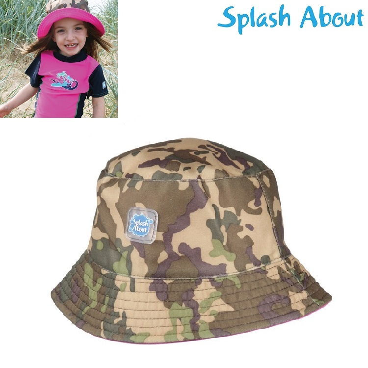 Solhat børn SplashAbout Bucket Camo Pink