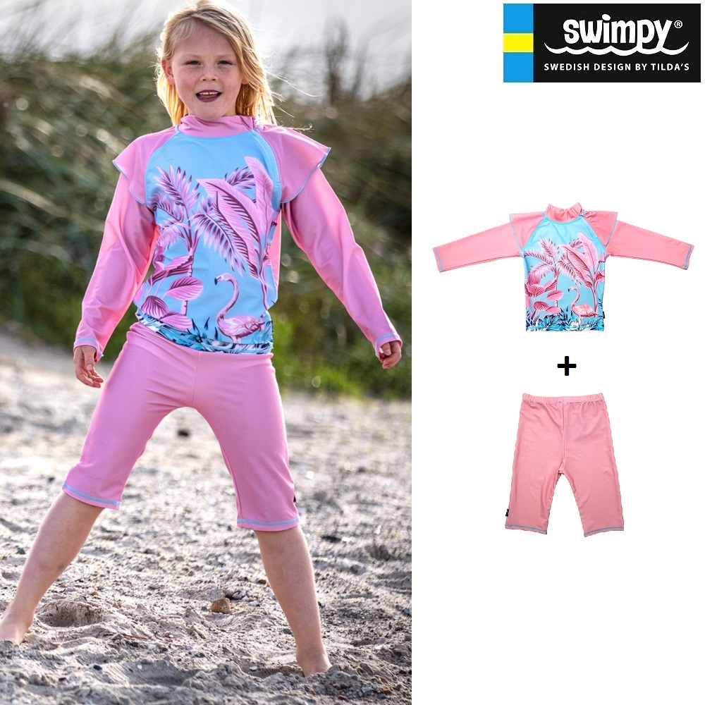 UV-trøje og UV-shorts til børn (sæt) Swimpy Flamingo