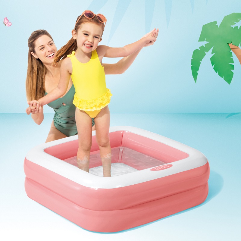 Oppustelig bassin til børn Intex Square Pink