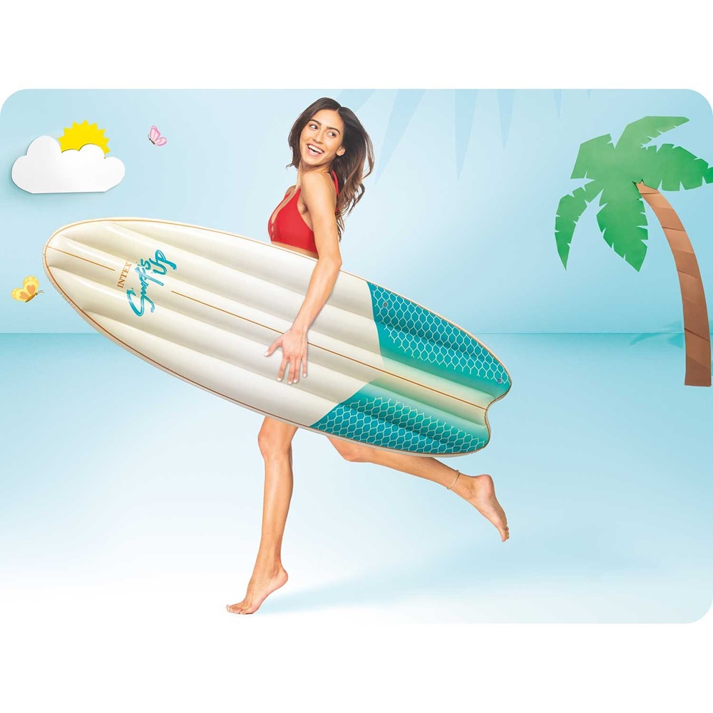 Oppustelig bademadras og surfbræt Intex Surf's Up White