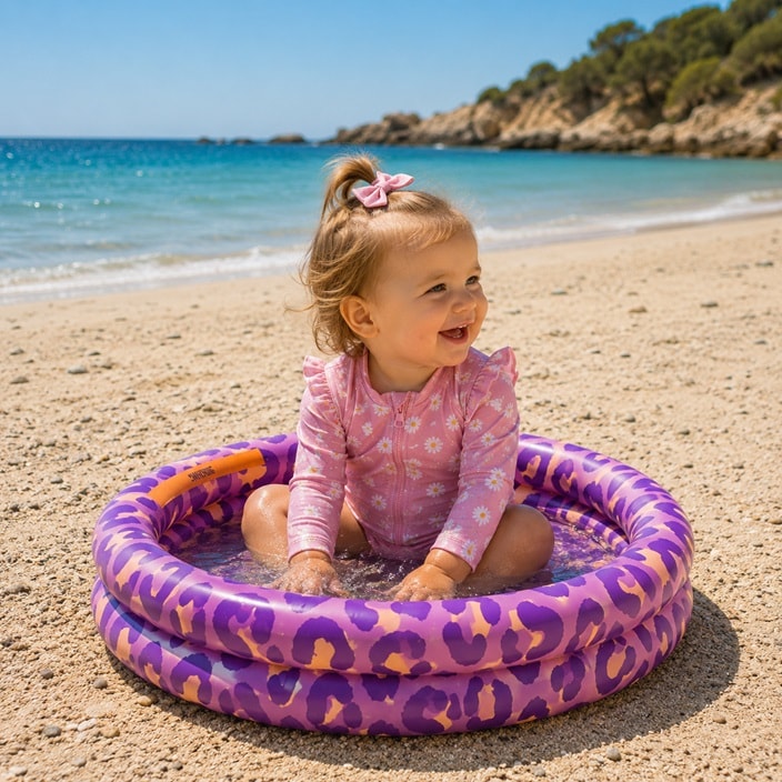 Oppustelig babypool Swim Essentials Mini Pool Purple Leopard
