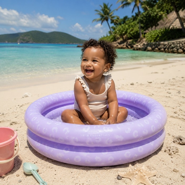 Oppustelig babypool Swim Essentials Mini Pool Lilac Leopard