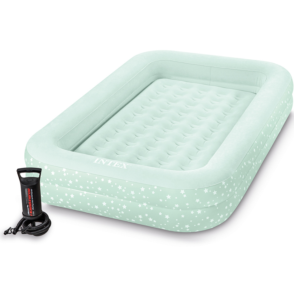 Oppustelig rejseseng Intex Kidz Travel Bed Set Green Stars