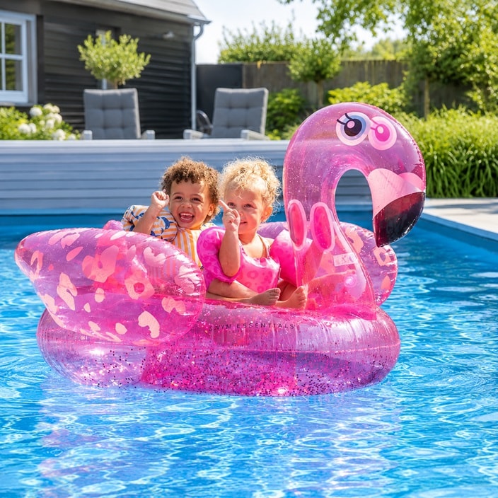 Oppusteligt badedyr XXL - Swim Essentials Neon Flamingo